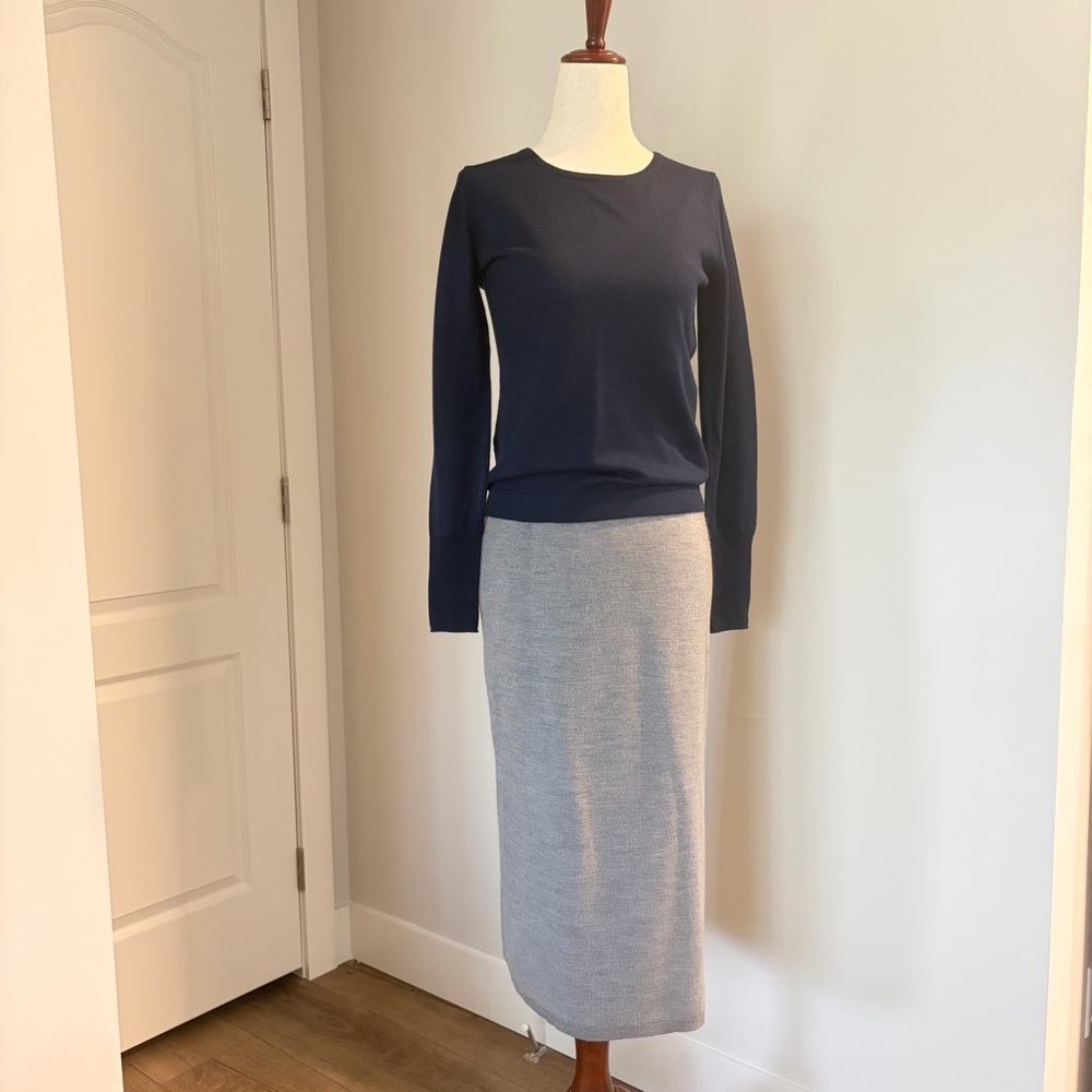 J. Crew Merino Wool Faux Wrap Midi Skirt - Picture 2 of 5